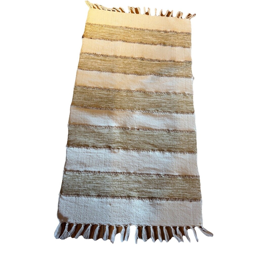 The Farmhouse Rachel Ashwell Fringed Floor Rug Natural Cotton/Jute 25” X 50”